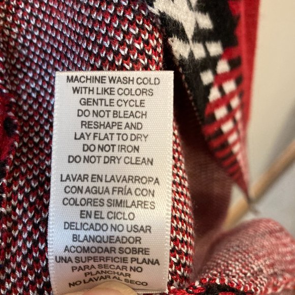 Cardigan Leo & Nicole Sz PS Red Black Plaid Sweater Open Front Grandma-Core - Picture 11 of 12